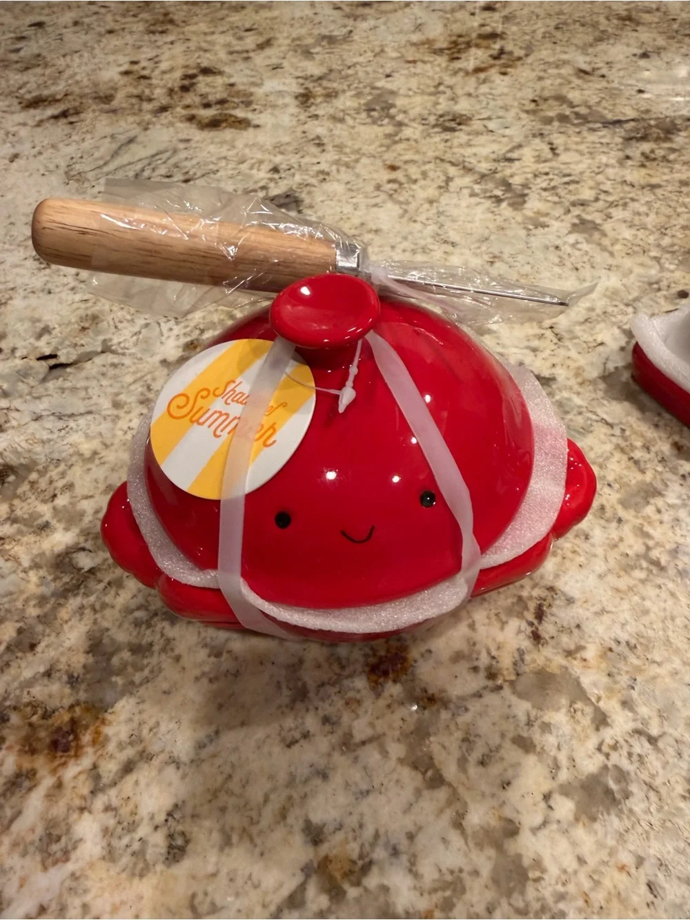 Shades of Summer Ceramic Red Crab Dish and Lobster Butter Dish Set -